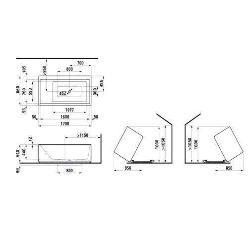 LAUFEN H223332 Freestanding Bathtub Sentec Surface - Image 2